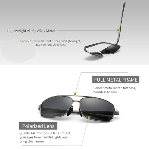 Image of SUNGAIT UV protection Ultra Lightweight Rectangular Polarized Sunglasses