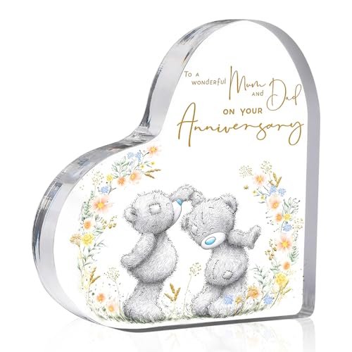 Gifts for Mum and Dad Acrylic Heart-Shaped Home Decor Plaque Parents Wedding Anniversary Presents from Daughter Son Mum and Dad Anniversary Keepsake Gifts for Birthday Christmas Mothers Day