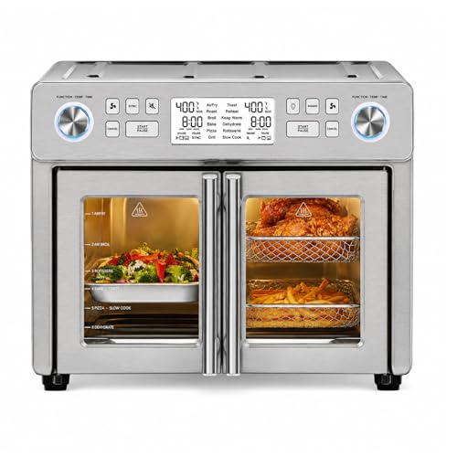 Emeril Lagasse Dual Zone 360 Air Fryer Oven Combo with French Door, 25 QT Extra Large, Cook Two Foods in Different Ways, Up to 60% Faster from Frozen to Finish
