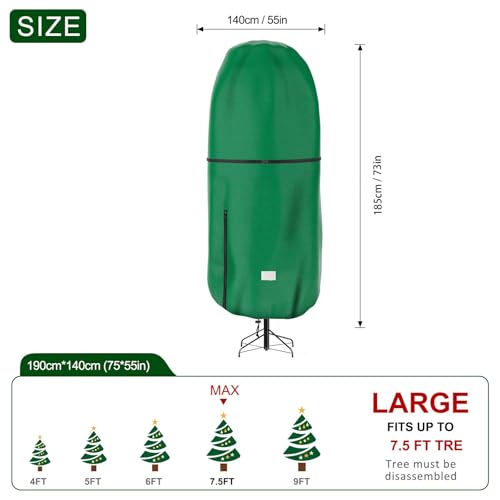 Upright Christmas Tree Storage Cover,Tear Resistant Adjustable 7.5 FT Christmas Tree Storage Bag, for Artificial Tree Standing with Ornaments,Fabrics Xmas Tree Cover Dustproof by Riuog - Image 2