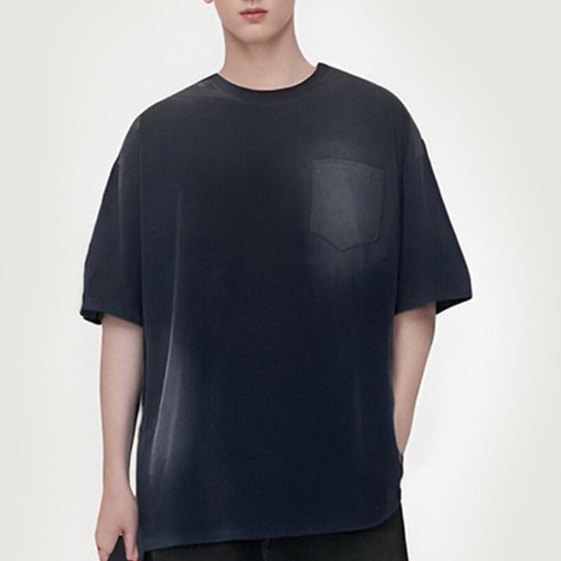 Retro Loose Short Sleeves Cotton Round Neck Pullover T-Shirt Breathable Sweat-Wicking Sports Vest