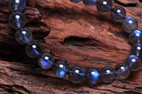 Miminuo Pulsera Pareja,Labradorita Natural Piedra de Luna Pulsera de Cuentas Transparentes de luz Azul AAA