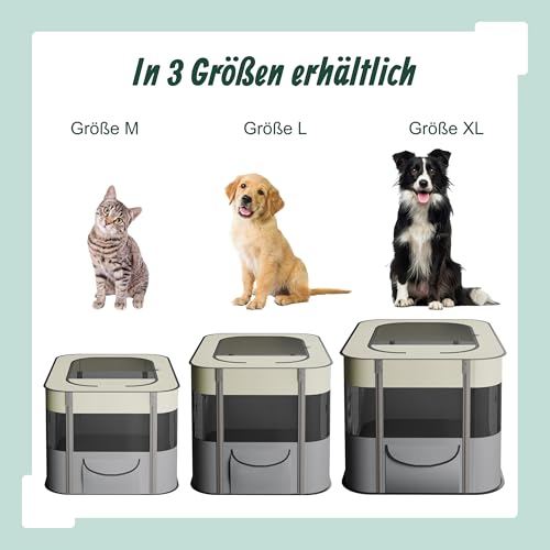 Relaxdays Welpenauslauf faltbar, HBT: 43x71x55 cm, Indoor & Outdoor, tragbarer Hundelaufstall, Oxford-Stoff, Mehrfarbig