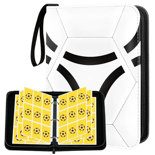 Trading Card Binder 1080 Pocket with Zipper 60 Removable 9-Pocket Pages for Sports Cards Soccer TCG & Game Cards Sports Card Card Binder for Collectors (Soccer)