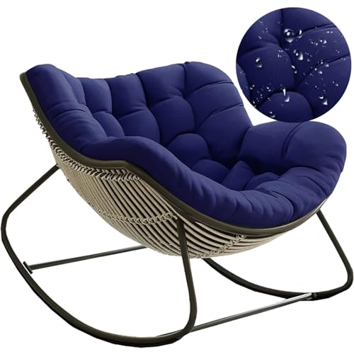 Indoor Outdoor Papasan Giant Patio Rocking Chair Cushion, Oversized Rattan Royal Rocking Chair Cushion, Thicken Egg Chair Cushion for Garden Lawn Balcony(F6)