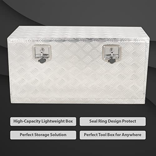 Tbapfs 36 Inch Aluminum Truck Bed Tool Box For Outdoor Car Truck Trailer Underbed Pickup Underbody Rv Atv Storage Tools Organizer 5 Bar Tread Toolbox W/Lock T-Handle Latch & Keys - Silver 36''X18''X17'' #TOP5