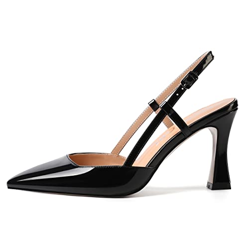 MERRORI Womens Evening Dress Buckle Slingback Pointed Toe Matte Stiletto High Heel Pumps Shoes 3.3 Inch2