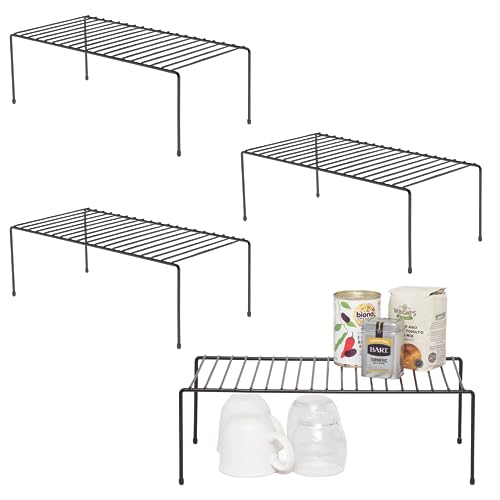 simplywire - Organisateurs de Placard de Cuisine - Lot de 4 étagères de Rangement - Acier Revêtu de Plastique Noir - Grande