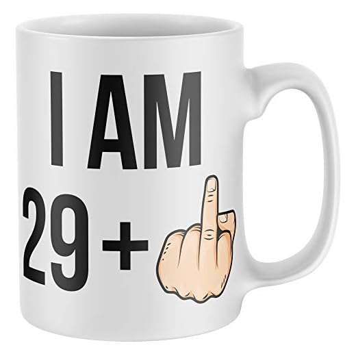 Purple Print House Taza con texto en inglés «I Am 29 + 1 30th Bday», diseño divertido de cumpleaños grosero de 30 años de edad, ideal para regalo de broma, blanco, talla única
