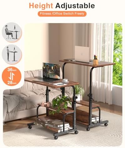 Laptop Desk Adjustable Desk Small Standing Desk Home Office Desks for Small Spaces Portable Desks Table for Bedrooms,Mobile Rolling Computer Work Desks on Wheels - View 8