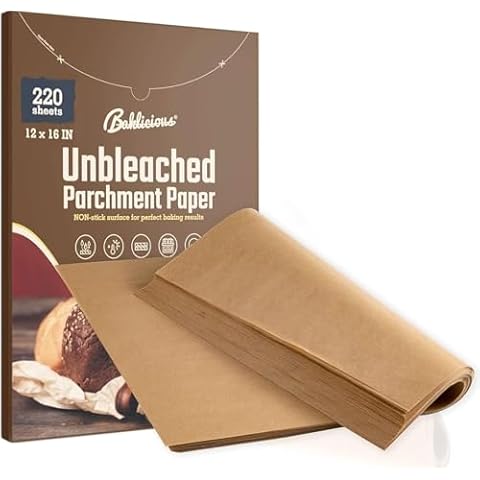 220 Pcs Unbleached Parchment Paper Baking Sheets, Baklicious Pre-cut Heavy Duty Parchment Baking Paper for Air Fryer, Oven, Bakeware, Steaming, Cooking Bread, CupCake, Cookies Cover