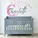 Stars Magic Stick and Kids Initial and Custom Name Wall Decal - Wall Name Stickers for Kids with Name Written in Cursive Letters - Little Princess Wall Decals