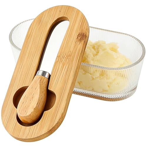 Mantequilla | 300 ml con tapa y rascador vintage - Mantequilla con tapa para encimera | Hogar, nevera, oficina, apartamento, dormitorio, picnic, camping, camping,