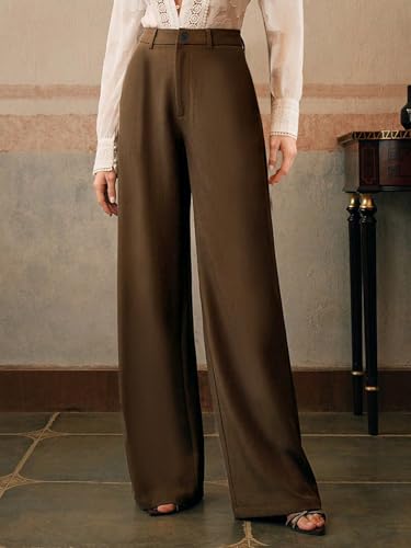Image of KERI PERRY Trousers for Woman Pants Women's Formal Office Korean | Black Beige Track Pant | Straight | Cotton Spandex Stretchable Trouser | High-Waisted Bottom Wear