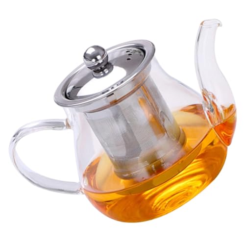 POPETPOP 耐熱高硼硅ガラスティーポット ハンドル付き携帯用茶器 急須ポット お茶用透明ピッチャー フルーツティー対応家 オフィス用