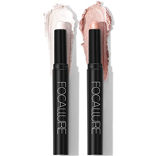 FOCALLURE (2 Pcs) 2 in 1 Eyeshadow and Eyeliner Pen, Waterproof Eye Shadow Pencil, Hypoallergenic Eyeshadow, Highlighter Eye Liner, Multi-Dimensional eyes Look, FA38-11116-12