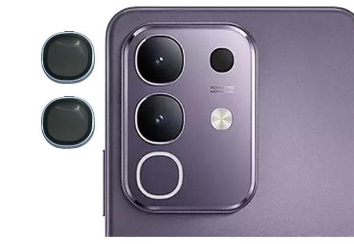 Image of imluckies Camera Ring Lens Protector (Aluminum with Tempered Glass) Compatible for Vivo T4X - Blue (Pack of 2 rings)