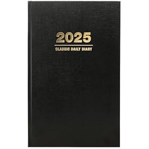 2025 Professional Hardcover Daily Diary Journal and Planner, 8″x12.5″ (Black)
