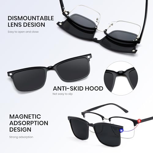Cyxus Magnetic Clip-On Sunglasses Men Women Blue Light UV400 Blocking Glasses for Outdoor Night Driving2