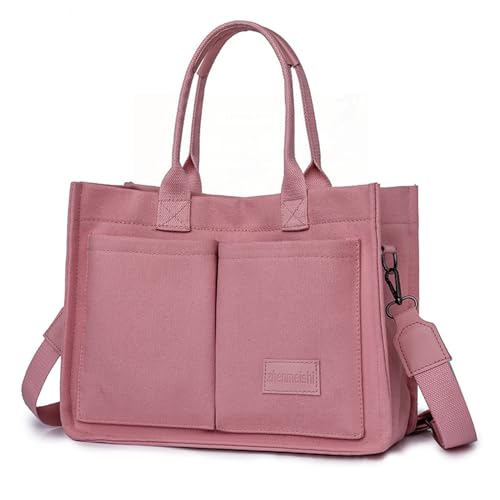 Image of Cherry Tote Bag for Women Canvas Patched Purse Cute Shoulder Bag Multi-Pocket Satchel Handbag for work travel