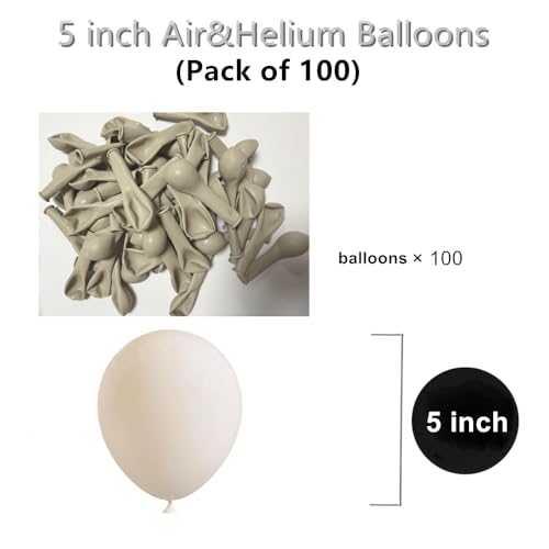 Image of 5 inch White Sand Latex Balloons, 100 pcs Mini Thick Beige Party Balloons for Birthday Wedding Baby Shower Decorations (White Sand)