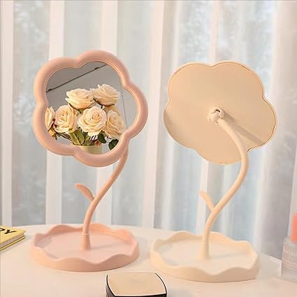 Espejo de maquillaje personal con forma de flor y base miniatura 3