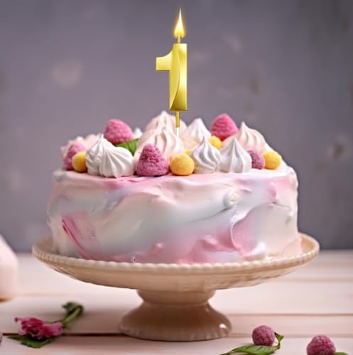 Image of Fun Affairs Number 1 Cake Candle for 1st Birthday Party, Wedding, Engagement, Valentines Day Celebration, Theme Party, Bridal Shower, Bachelorette,Bachelors Decoration Gold (Numerical No 1)
