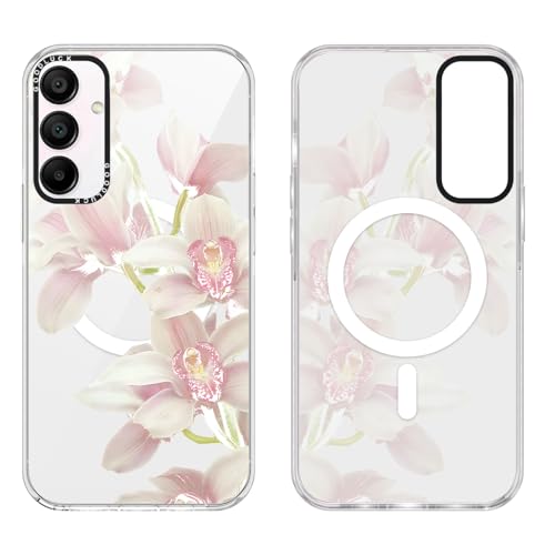 Coque Samsung A15 5G MagSafe transparente motif lys floral antichoc