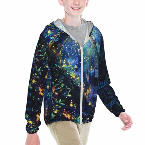 Music Notes Guitar Youth Lightweight Sports Long Sleeve Jacket For Outdoor Activities2