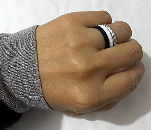 AZYOUNG Womens 3mm Wide Twist Silicone Wedding Ring 10pcs Pack Red Purple Blue Stackable Rubber Bands -US Size 4-104