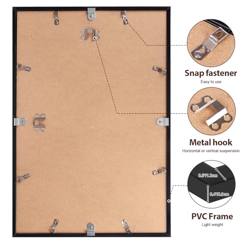 Image of Fixwal 12x18 Picture Frame Set of 6 with Shatter Resistant Plastic Cover, Thin Border Light Weight Poster Frames for Wall Gallery Display, Black