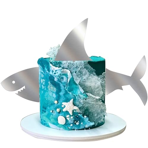 Rsstarxi 3 Pack Acrylic Shark Cake Topper Sets Shark Fin