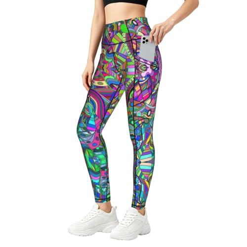 Leggings de fitness ZXERTG con colorido diseño graffiti para el gimnasio y paseos urbanos