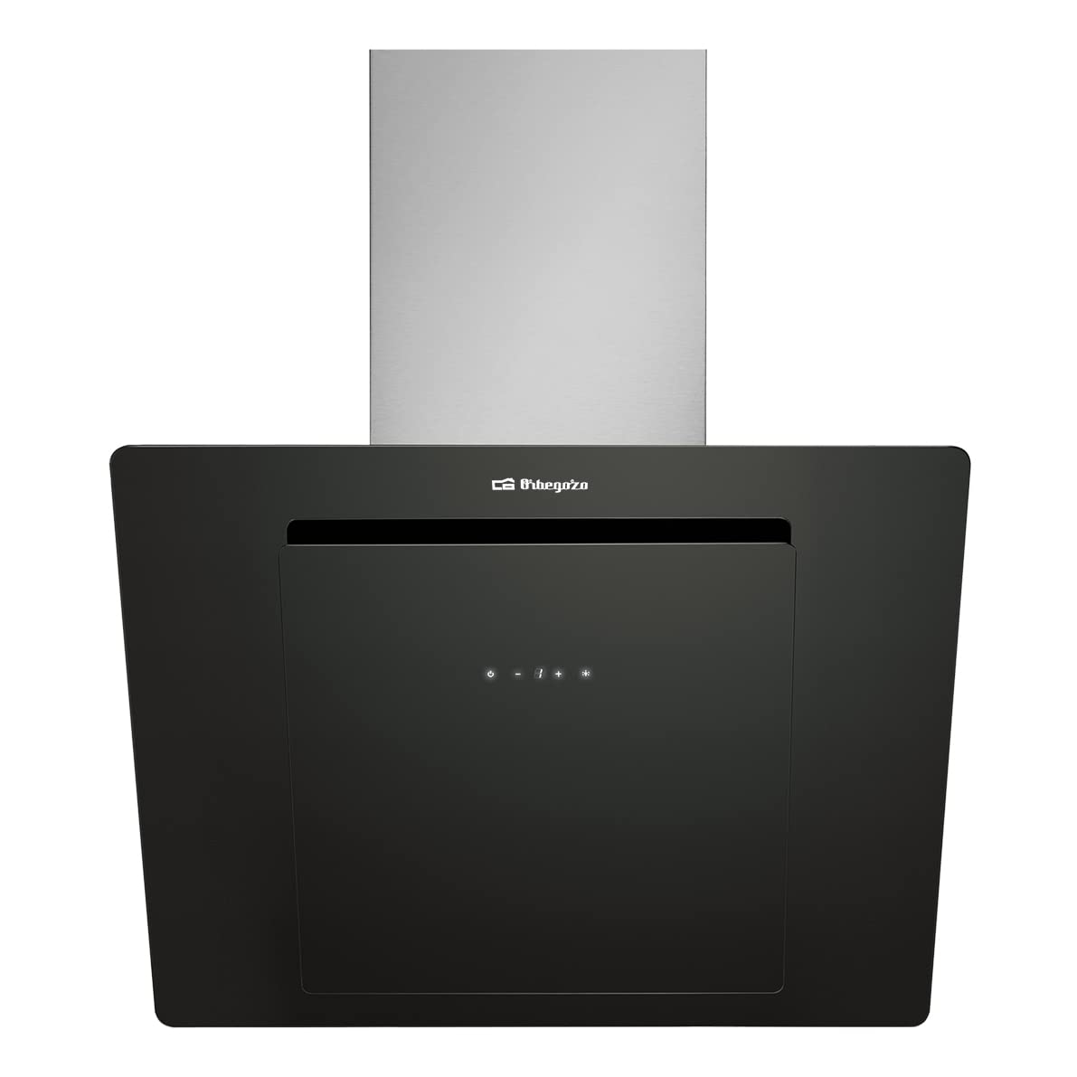 Orbegozo DS 75170 N dekoracyjny okap kuchenny 70 cm, front z hartowanego szkła, wydajność tłoczenia 579 m3/h, oświetlenie LED, 3 poziomy mocy, stal, czarny