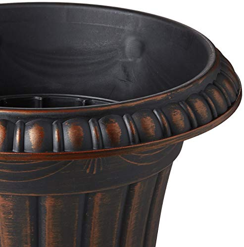 Arcadia Garden Products Pl00Cp Classic Traditional Plastic Urn Planter, 16" X 18", Brushed Copper #TOP7