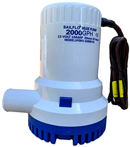 SAILFLO Sailfo.US 2000 GPH 12v Submersible Boat Marine Plumbing Electric Bilge Pump 1 1/8 Outlet.-with Float Switch