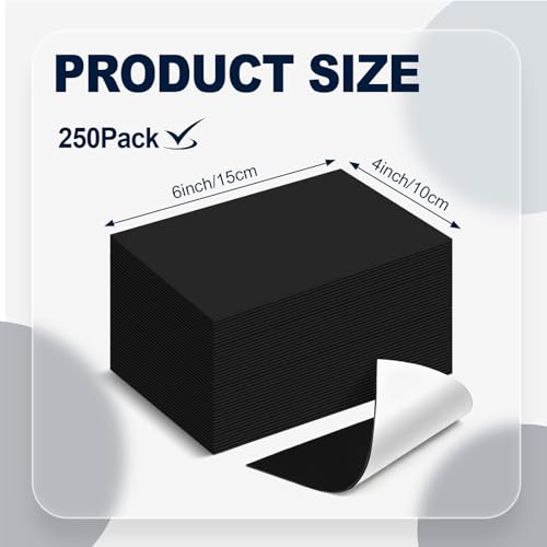 Image of Macarrie 250 Pcs 4 x 6 Adhesive Magnetic Sheets with Adhesive Backing Cuttable Magnetic Paper Stickers Flexible Peel and Stick for Picture Crafts Die Storage Photos