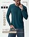 Ficerd 3 Pack Men's Waffle Thermal Long Sleeve Shirts V Neck Underwear Tops Casual Knit Undershirts Pullover Sweaters(Black, Burgundy, Emerald Green,Large)