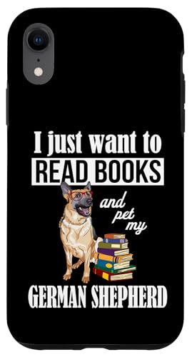Mens Womens Kids Cute Read Books Dog Lover German Shepherd �X�}�z�P�[�X iPhone XR �p