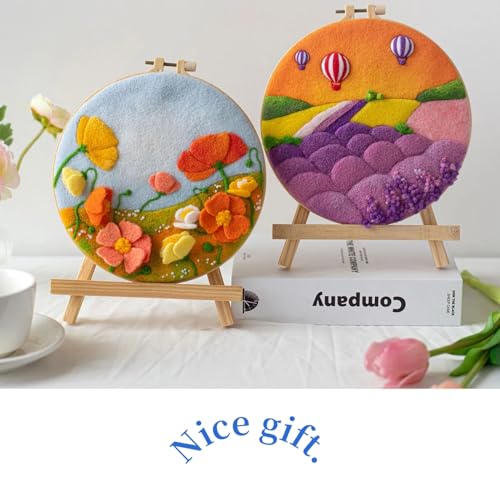 Image of Wonafa DIY Wool Needle Felt Starter Kit, Beginner Needle Felt Kit with Wool Felt Bag, Felts Needles, Photo Frame, Foam Mat, Felts Cloth and Instructions for Home Decor, Art Crafts (K4)