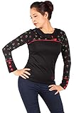 2-tone Corsagen Look SugarShock Damen Rockabilly Kirschen Longsleeve 162009478