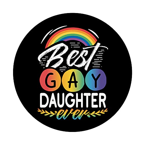 Gay Pride Stuff Gay Stuff Best Gay Daughter Ever Pride Flag PopSockets Swappable PopGrip, Black - Image 3