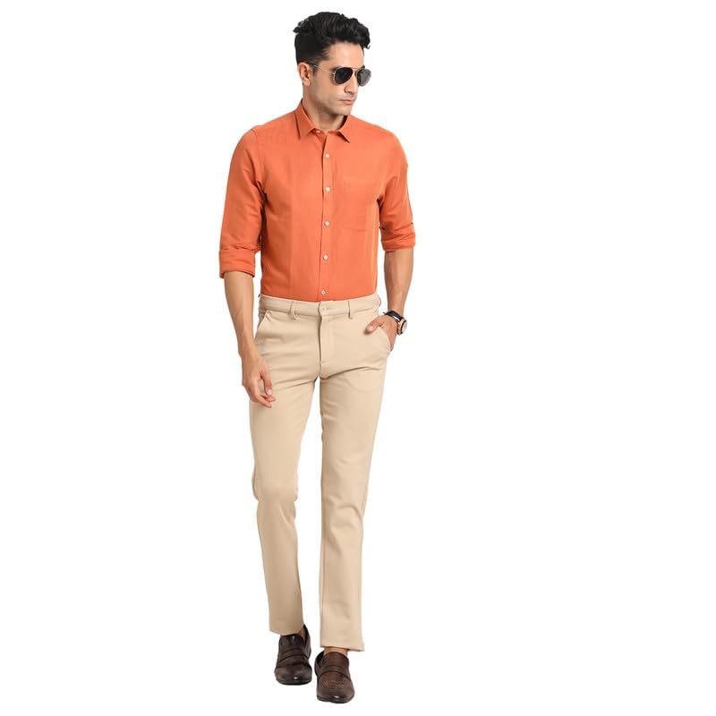 Image of Turtle Men Cotton Linen Slim Fit Solid Formal Shirt
