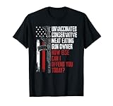 Camiseta conservadora no vacunada para el propietario de la pistola comiendo carne conservadora El diseño de ropa es un gran regalo para tus amigos y familiares para Halloween, Navidad, cumpleaños y vacaciones nacionales.