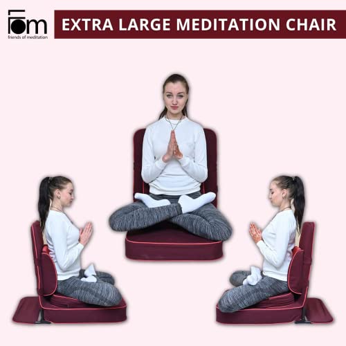 FOM (Friends of Meditation) extra großer Entspannender Meditations und Yoga Stuhl mit Rückenstütze und Meditationsblock kastanien - Image 6