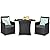 Tangkula 3 Pieces Patio Dining Set, Space-Saving PE Rattan Bistro Set with Tempered Glass Top Table and Cushioned Chairs, Outdoor Conversation Set for Garden Backyard Poolside Porch (Gray)