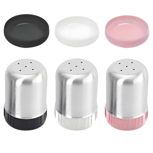 3 Stück mini Salzstreuer,Salzstreuer Klein,Salz Edelstahl für Gewürzstreuer,Kleine Und Pfefferstreuer Shakers,eier aus Deckel,Camping Gewürzflaschen Verschließbar Shaker,3 Farben