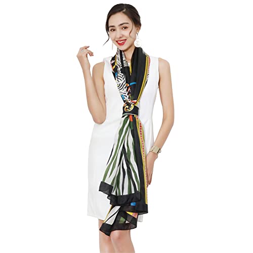 DANA XU Women's 100% Mulberry Satin Silk Pashmina Shawl Wraps Extra Large Floral Scarf for Evening Dresses, Soft Oversized