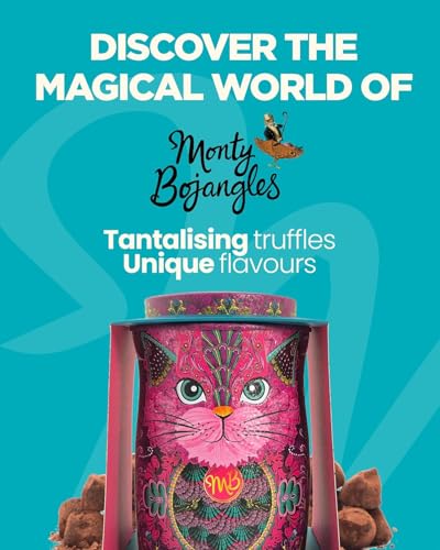 Monty Bojangles Cosmic Blink Cocoa Dusted Chocolate Truffles Cat Tin (4.7oz - Cookie Moon) Flavoured Luxury Chocolatey Truffles - Collectable Cat Tin, Chocolate Gift Box With Bespoke Design