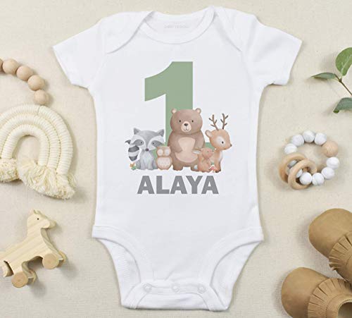 Woodland Birthday Bodysuit or T-Shirt, Personalized First Birthday Outfit for Baby Boy or Girl, One Shirt3